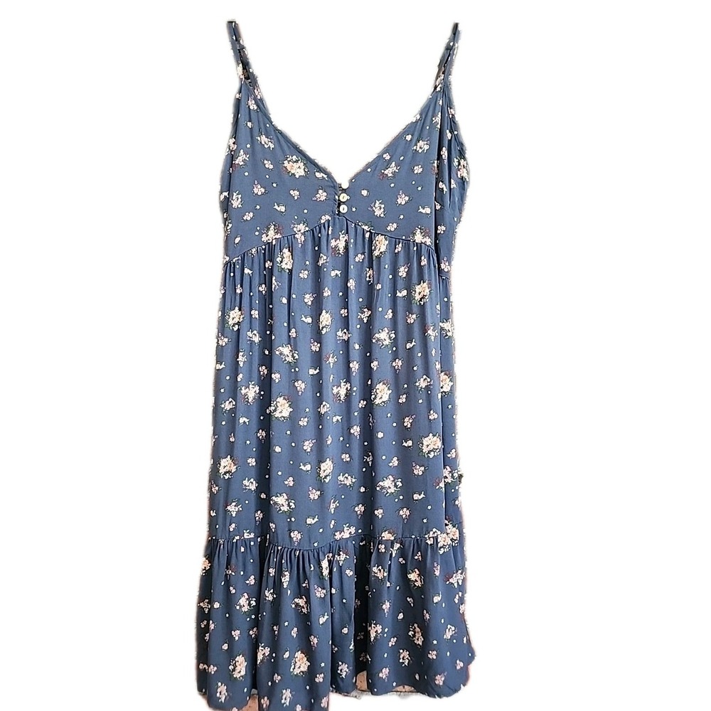Vintage Babydoll Slip Dress 90s Y2K Cottagecore Boho Bohemian Hippie‎ Sz M Blue